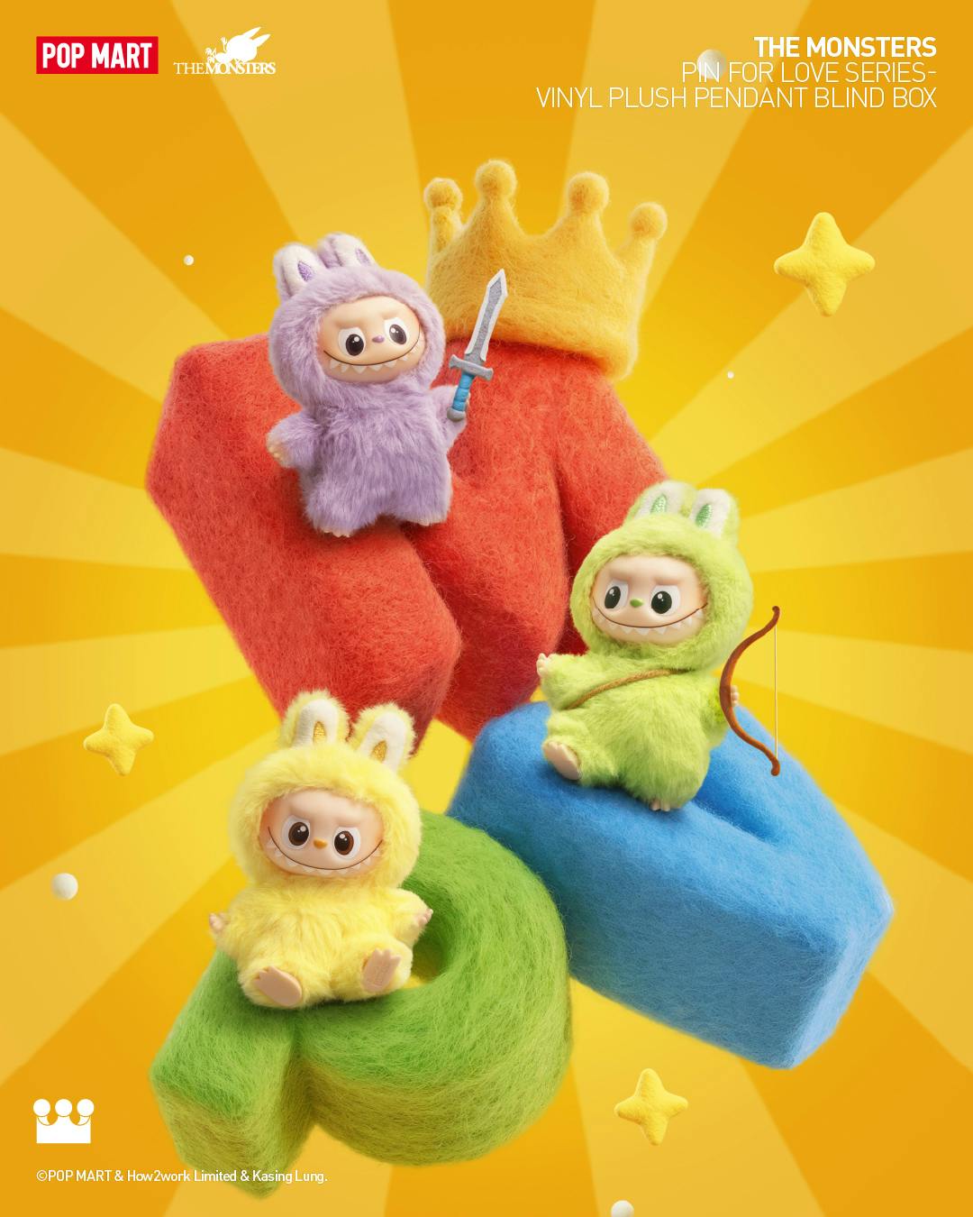 THE MONSTERS Pin for Love Series-Vinyl Plush Pendant Blind