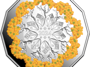 Image of 2024 50c Fine Silver Proof Coin - Christmas Festive Florals