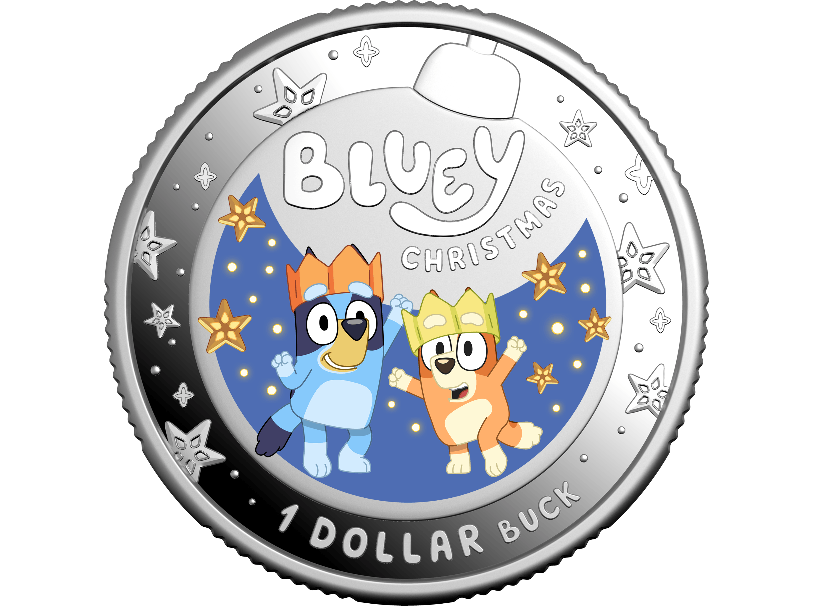 Image of 2025 $1 Silver Coloured Proof Coin – Bluey Christmas