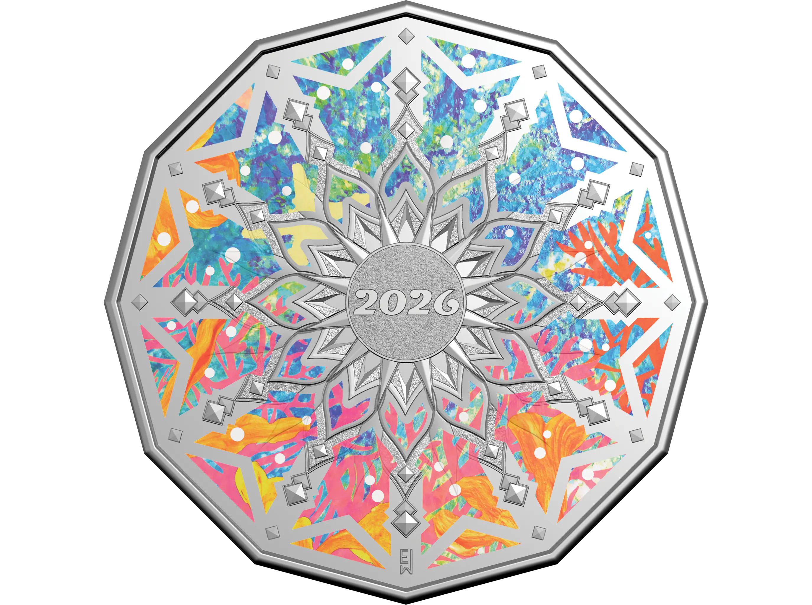 Image of 2026 50c Coloured Uncirculated Coin in Card - Colours of Christmas
