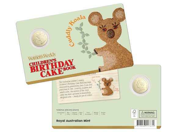 Hero image for 2025 $1 Uncirculated Coin Cuddly Koala- Australian Woman’s Weekly Children’s Birthday Cake Book