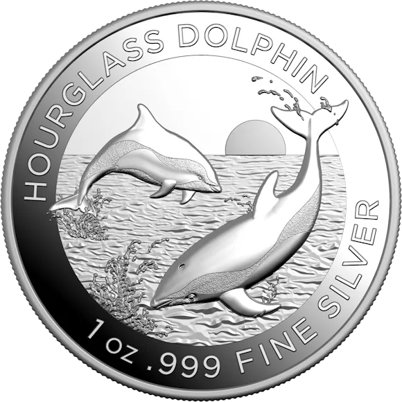 Hero image for $5 1oz Silver High Relief Coin - Dolphin Hourglass