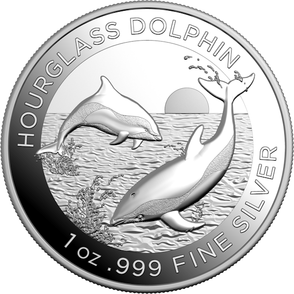 Hero image for $5 1oz Silver High Relief Coin - Dolphin Hourglass