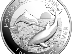 Image of $5 1oz Silver High Relief Coin - Dolphin Hourglass
