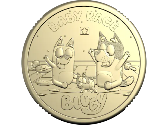Hero image for 2026 $2 Privy Mark Uncirculated Coin in Card – Bluey – Baby Race