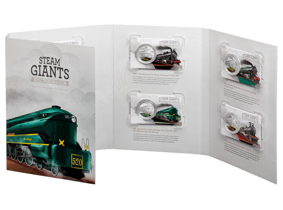 Hero image for 2025 50c Coloured Uncirculated Seven-Coin Collection - Steam Giants