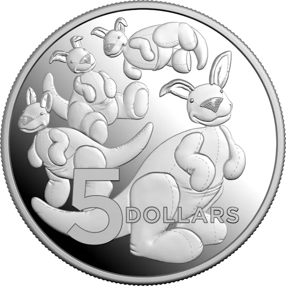 Hero image for 2024 $5 Fine Silver Proof Coin – Baby Coin – Toy Kangaroo