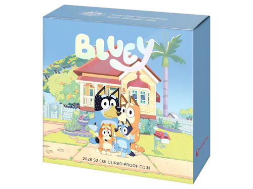 Image of 2026 $2 Coloured Proof Coin – Bluey – The Heeler Family