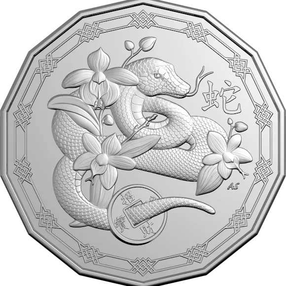 Hero image for 2025 50c Uncirculated Tetradecagon Coin - Lunar Series - Year of the Snake