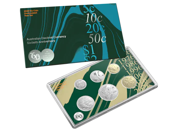 Hero image for 2026 Six-Coin Uncirculated Year Set – Australian Decimal Currency 60th Anniversary