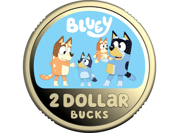 Hero image for 2026 $2 Coloured Proof Coin – Bluey – The Heeler Family