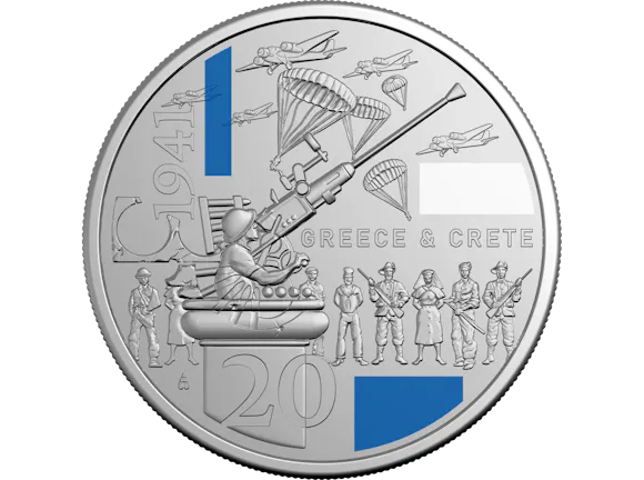 Hero image for 2026 20c Coloured Uncirculated Coin – 1941: Service Amid Strife – Greece & Crete