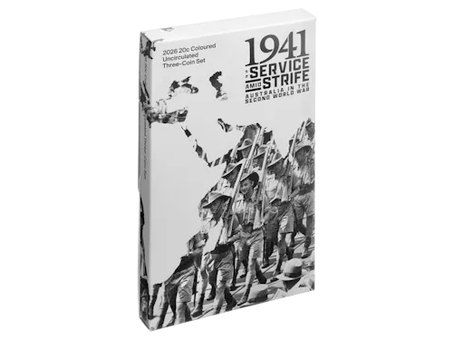 Image of 2026 20c Coloured Uncirculated Three-Coin Set – 1941: Service Amid Strife