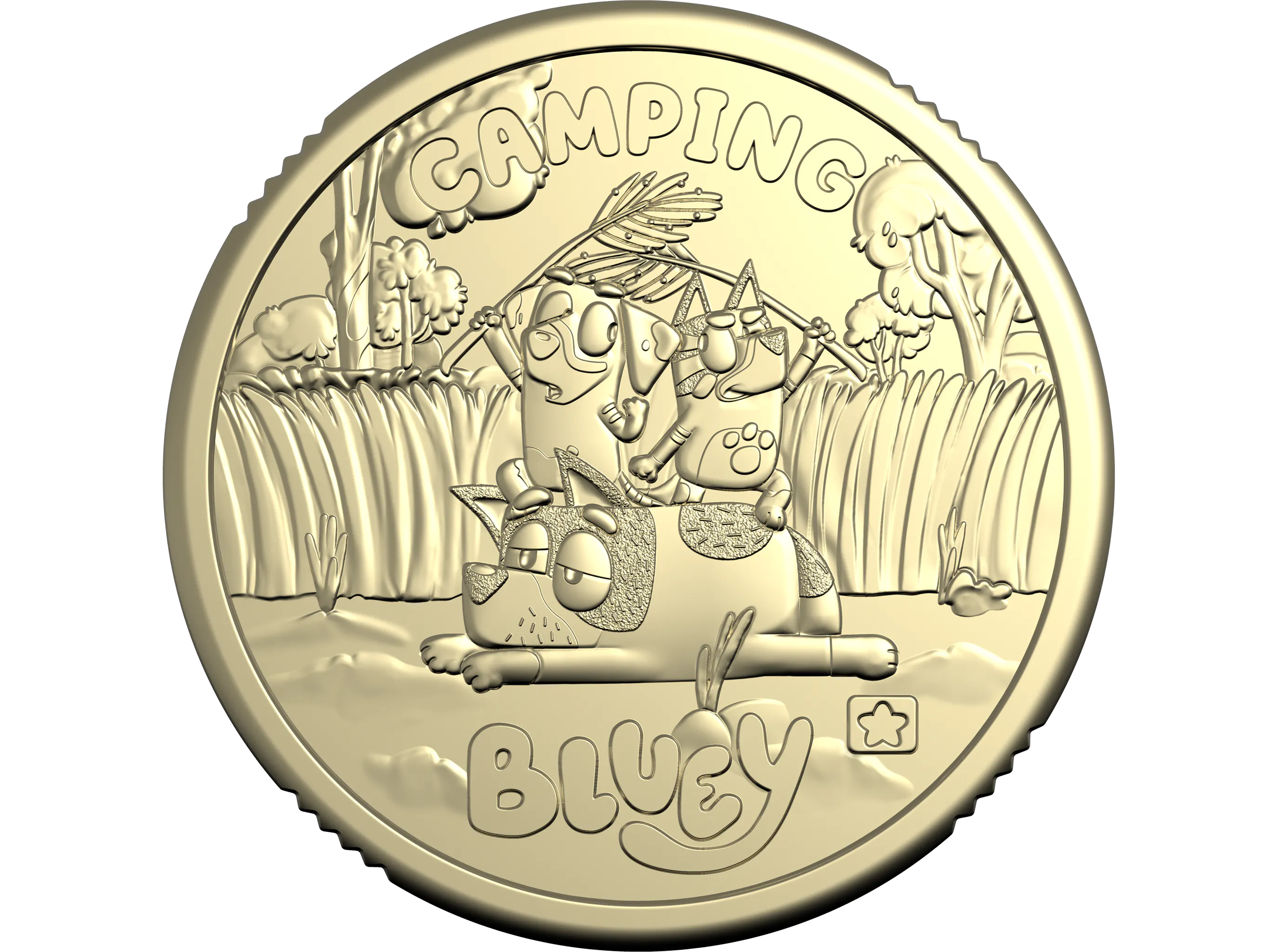 Image of 2026 $2 Privy Mark Uncirculated Coin in Card – Bluey – Camping