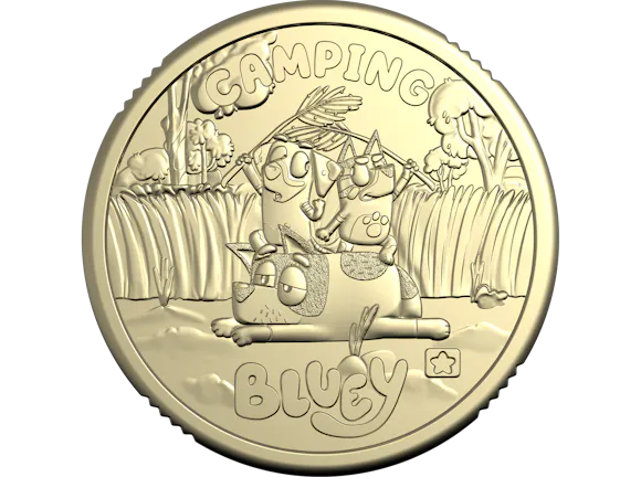 Hero image for 2026 $2 Privy Mark Uncirculated Coin in Card – Bluey – Camping