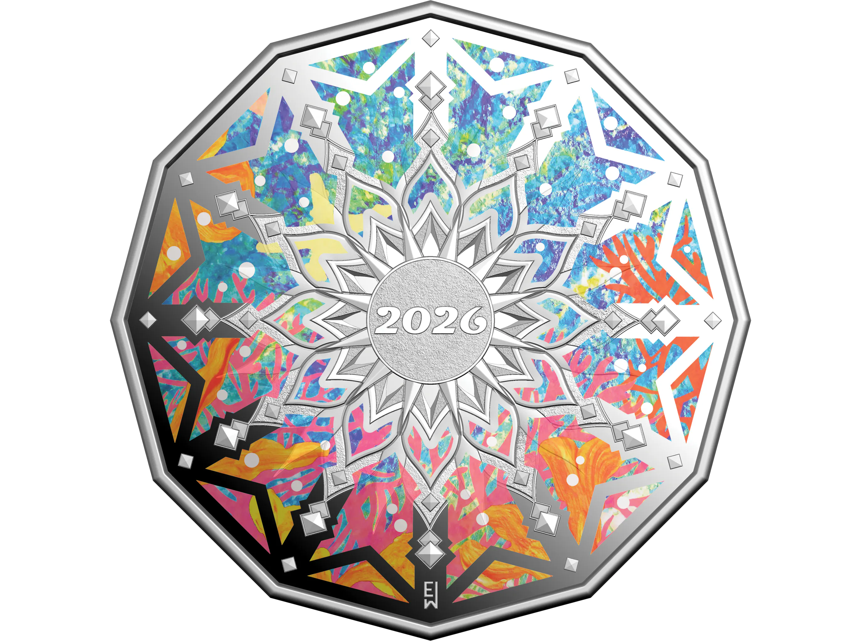 Image of 2026 50c Coloured Silver Proof Coin - Colours of Christmas