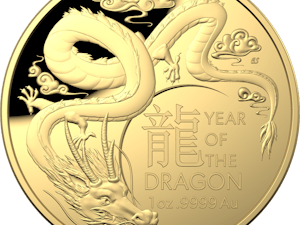 Image of Domed Gold Proof Coin - Lunar Year of the Dragon