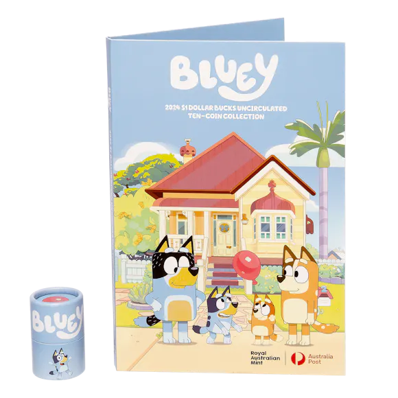 Hero image for 2024 $1 Uncirculated Ten-Coin Collection (Folder and Tube) - Bluey dollarbucks