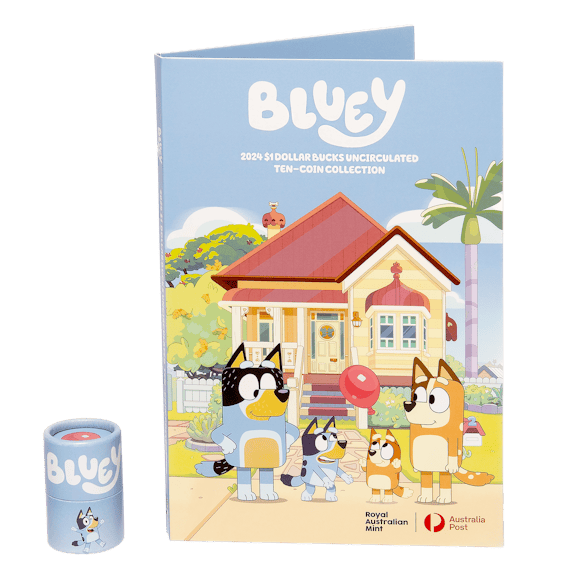Hero image for 2024 $1 Uncirculated Ten-Coin Collection (Folder and Tube) - Bluey dollarbucks