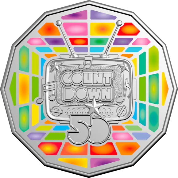 Hero image for 2024 50c Coloured Uncirculated Coin in Card - 50th Anniversary of Countdown