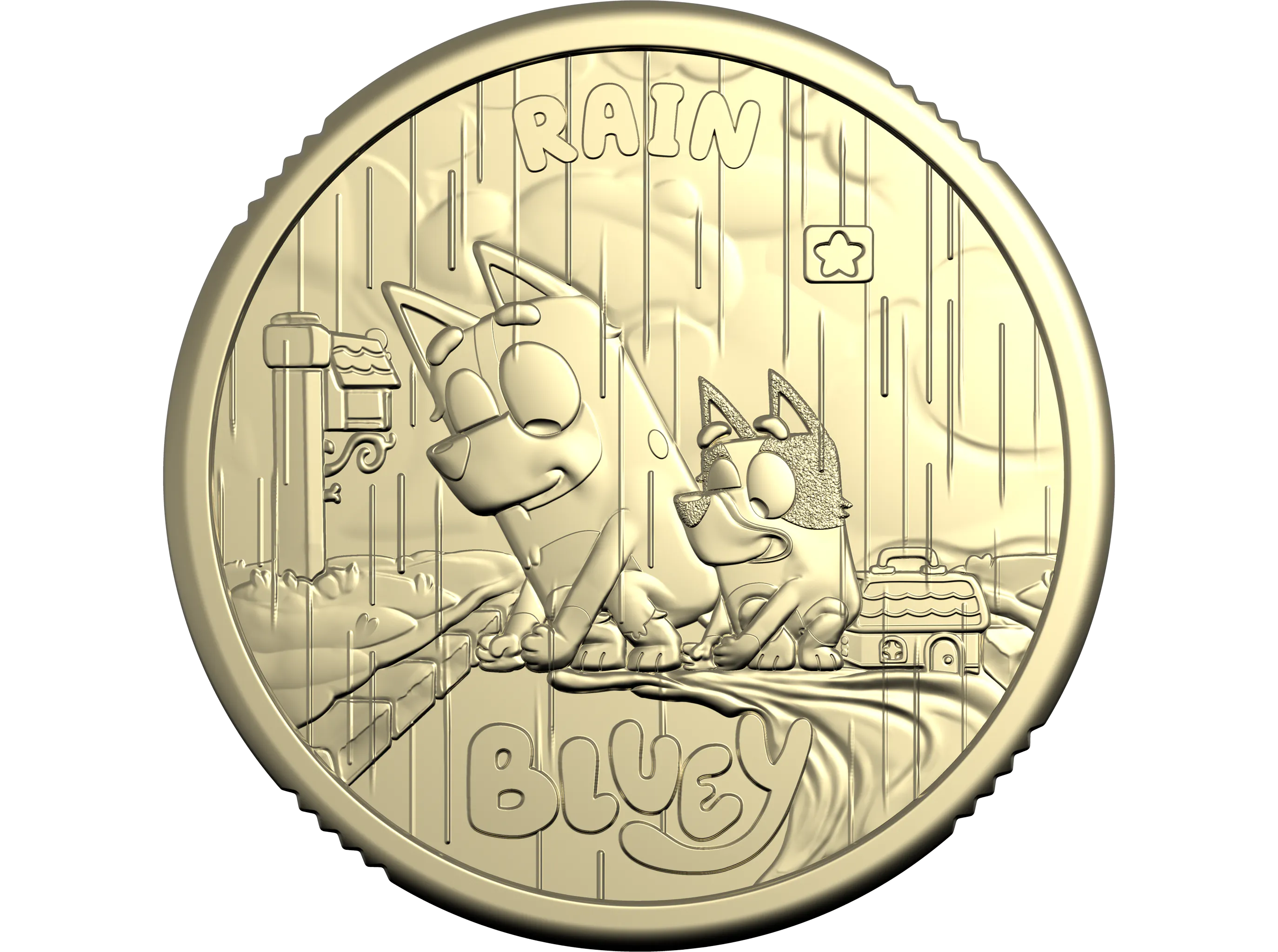 Image of 2026 $2 Privy Mark Uncirculated Coin in Card – Bluey – Rain
