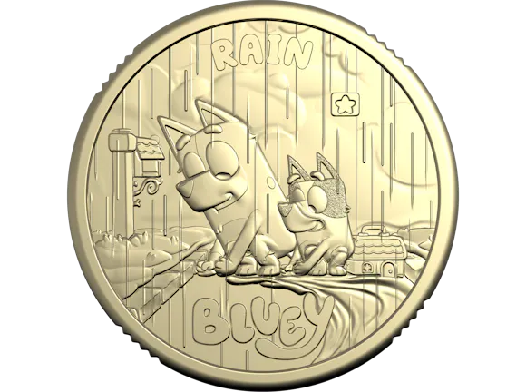 Hero image for 2026 $2 Privy Mark Uncirculated Coin in Card – Bluey – Rain