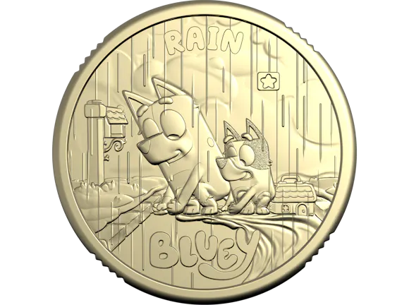 Hero image for 2026 $2 Privy Mark Uncirculated Coin in Card – Bluey – Rain