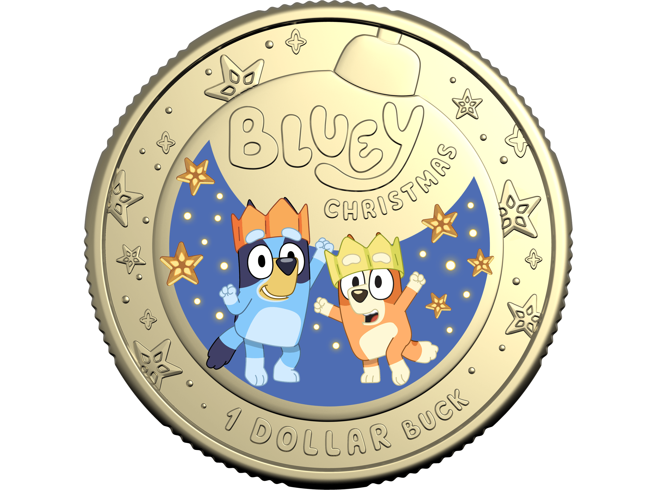 Image of 2025 $1 Coloured Uncirculated Coin – Bluey Christmas
