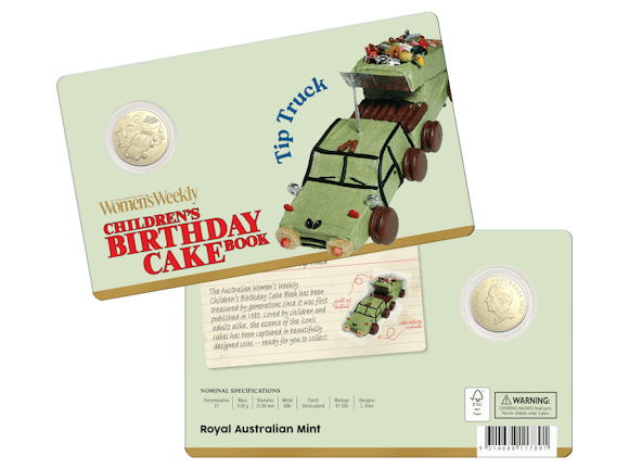 Hero image for 2025 $1 Uncirculated Coin Tip Truck - Australian Woman’s Weekly Children’s Birthday Cake Book