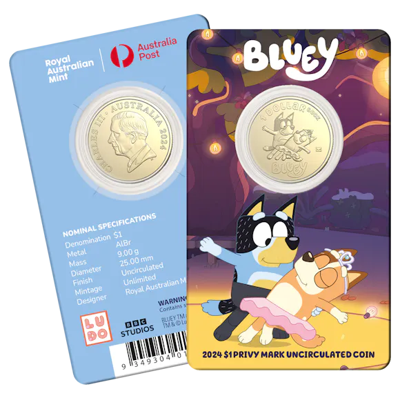 Hero image for 2024 $1 Privy Mark Uncirculated Coin – Chilli & Bandit