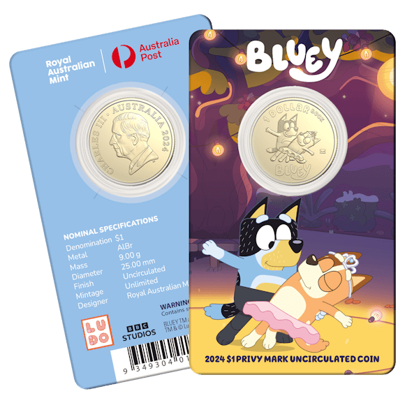 Hero image for 2024 $1 Privy Mark Uncirculated Coin – Chilli & Bandit