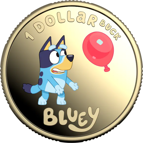 Hero image for 2024 $1 Coloured Proof Coin – Bluey Dollarbucks