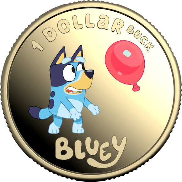 Hero image for 2024 $1 Coloured Proof Coin – Bluey Dollarbucks