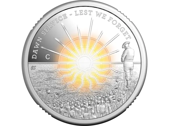 Hero image for 2026 $2 'C' Mintmark Coloured Silver Proof Coin - Dawn Service