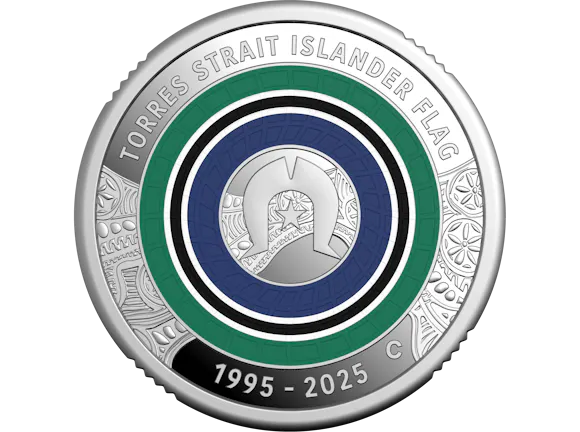 Hero image for 2025 $2 'C' Mintmark Coloured Fine Silver Proof Coin - 30th Anniversary of the Torres Strait Islander Flag