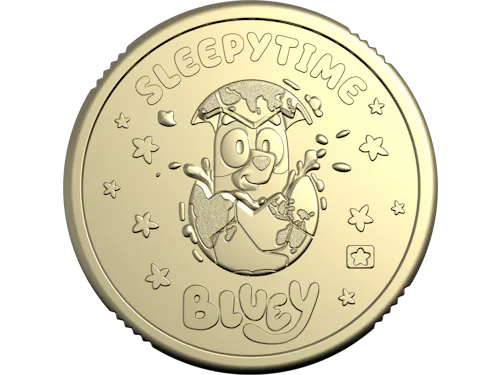 Image of 2026 $2 Privy Mark Uncirculated Coin in Card – Bluey – Sleepytime