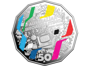 Image of 2026 50c Coloured Silver Proof Coin - 70th Anniversary of Australia’s First Television Broadcast
