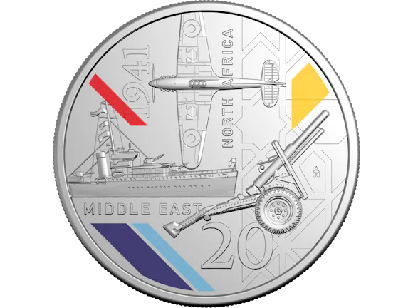 Hero image for 2026 20c Coloured Uncirculated Coin – 1941: Service Amid Strife – North Africa & Middle East
