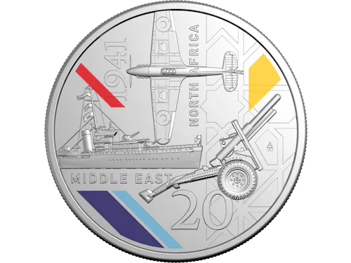 Image of 2026 20c Coloured Uncirculated Coin – 1941: Service Amid Strife – North Africa & Middle East