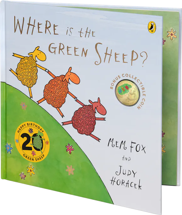 Hero image for 2024 20c Gold-Plated Coloured Uncirculated Coin – 20th Anniversary of Where is the Green Sheep – Special Deluxe Edition Book
