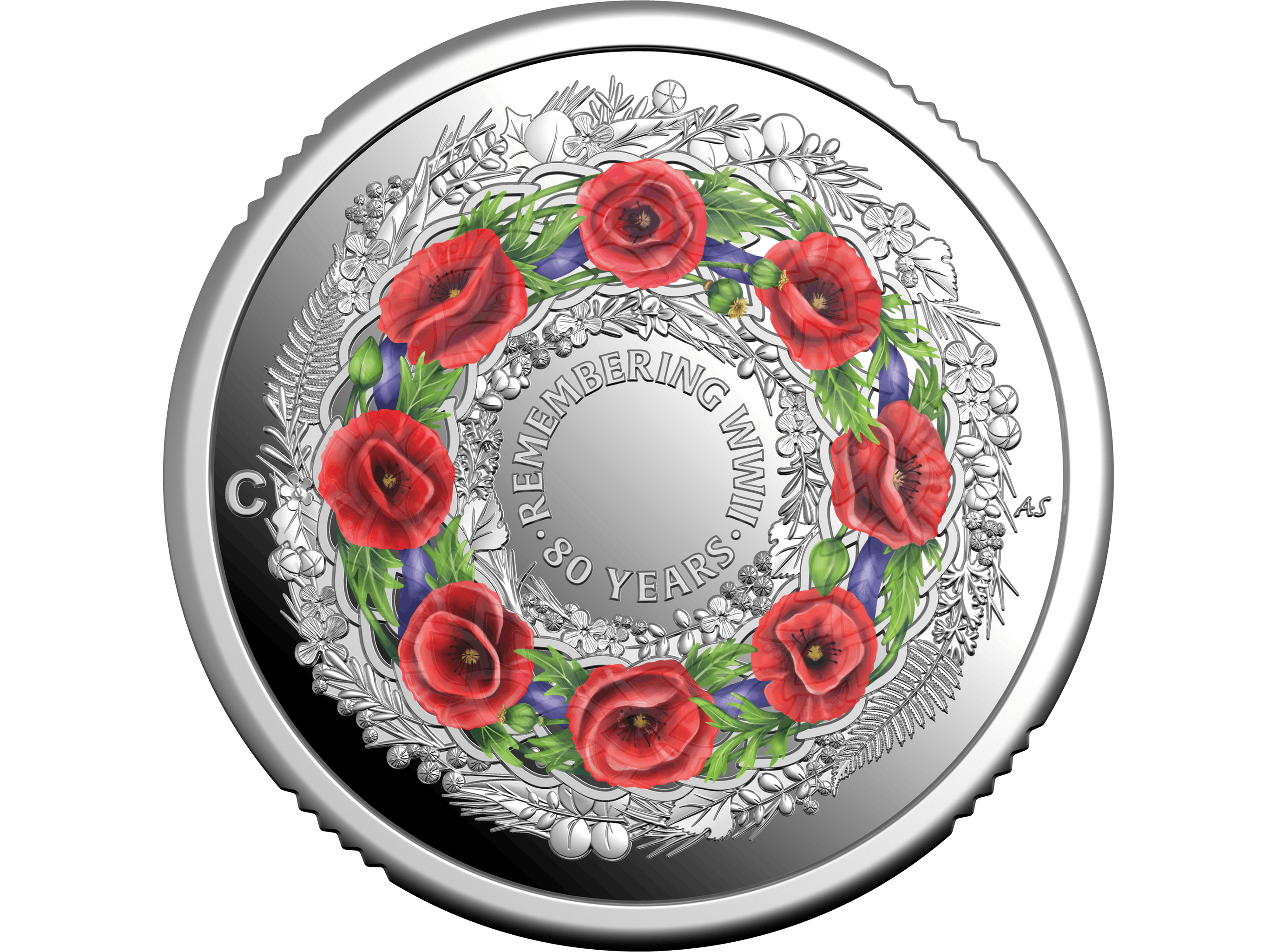 Image of 2025 $2 'C' Mintmark Coloured Fine Silver Proof Coin – 80 Years On: Remembering the Second World War