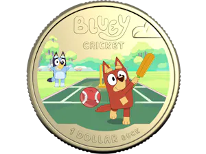 Image of 2027 $1 Coloured Uncirculated Coin - Bluey Cricket