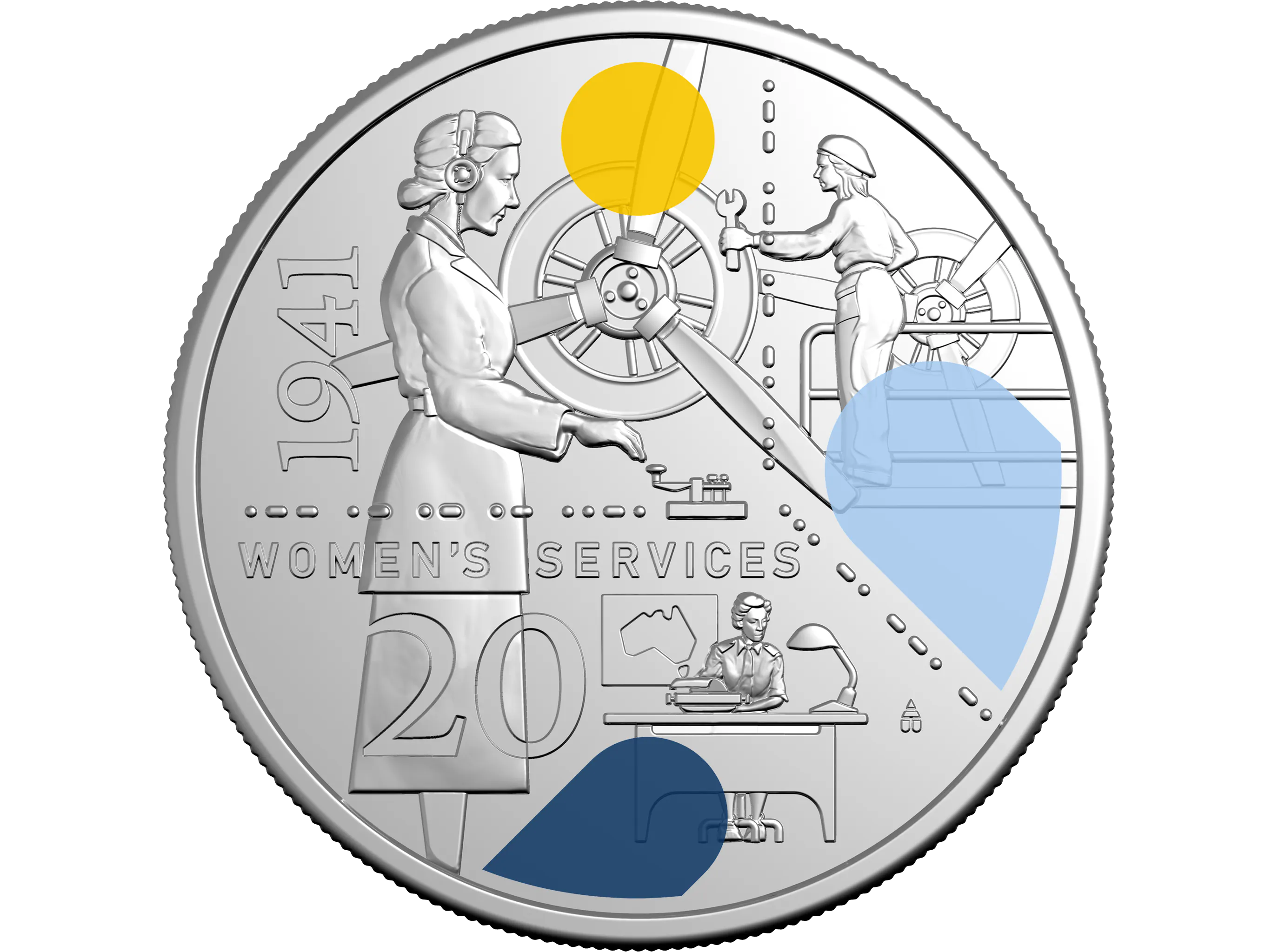 Image of 2026 20c Coloured Uncirculated Coin – 1941: Service Amid Strife – Women’s Services