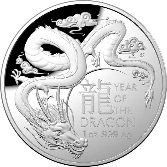 Hero image for Domed Fine Silver Proof Coin - Lunar Year of the Dragon