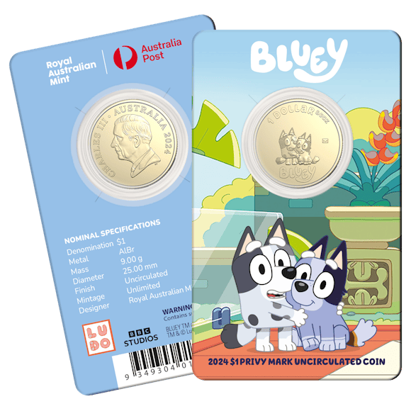 Hero image for 2024 $1 Privy Mark Uncirculated Coin – Muffin & Socks