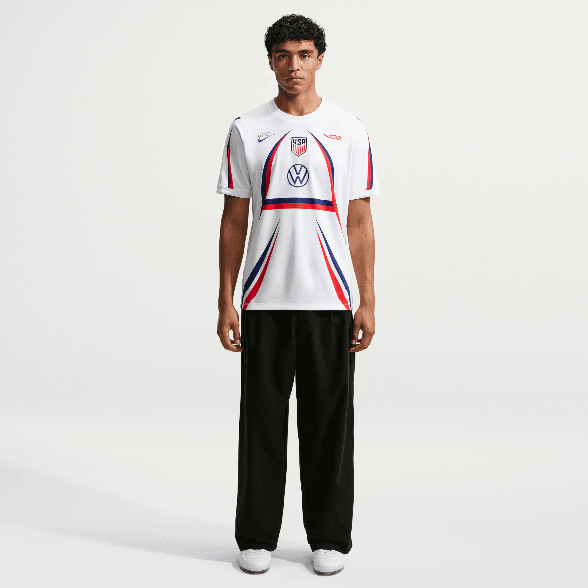Image of Nike - Virgil Abloh Archive USA Academy Pro Short-Sleeve Soccer Top - (White/Deep Royal Blue)