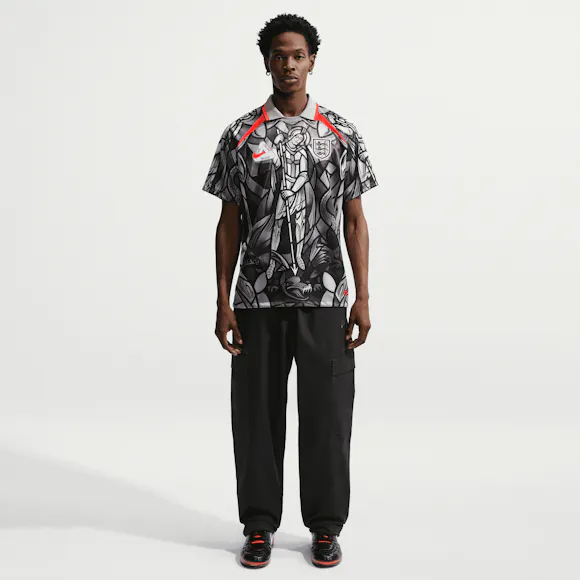 Hero image for Nike - Palace England Short Sleeve Jersey - (Pewter Grey/Bright Crimson)