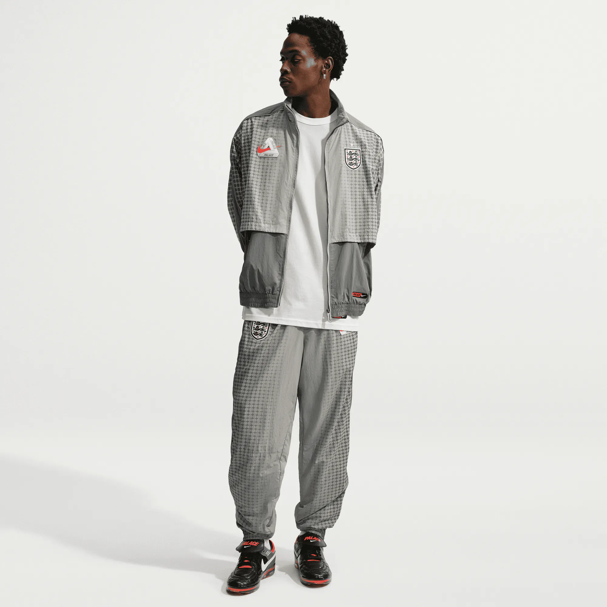 Image of Nike - Palace England Track Jacket - (Pewter Grey/Bright Crimson)