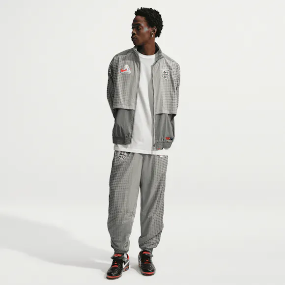 Hero image for Nike - Palace England Track Jacket - (Pewter Grey/Bright Crimson)