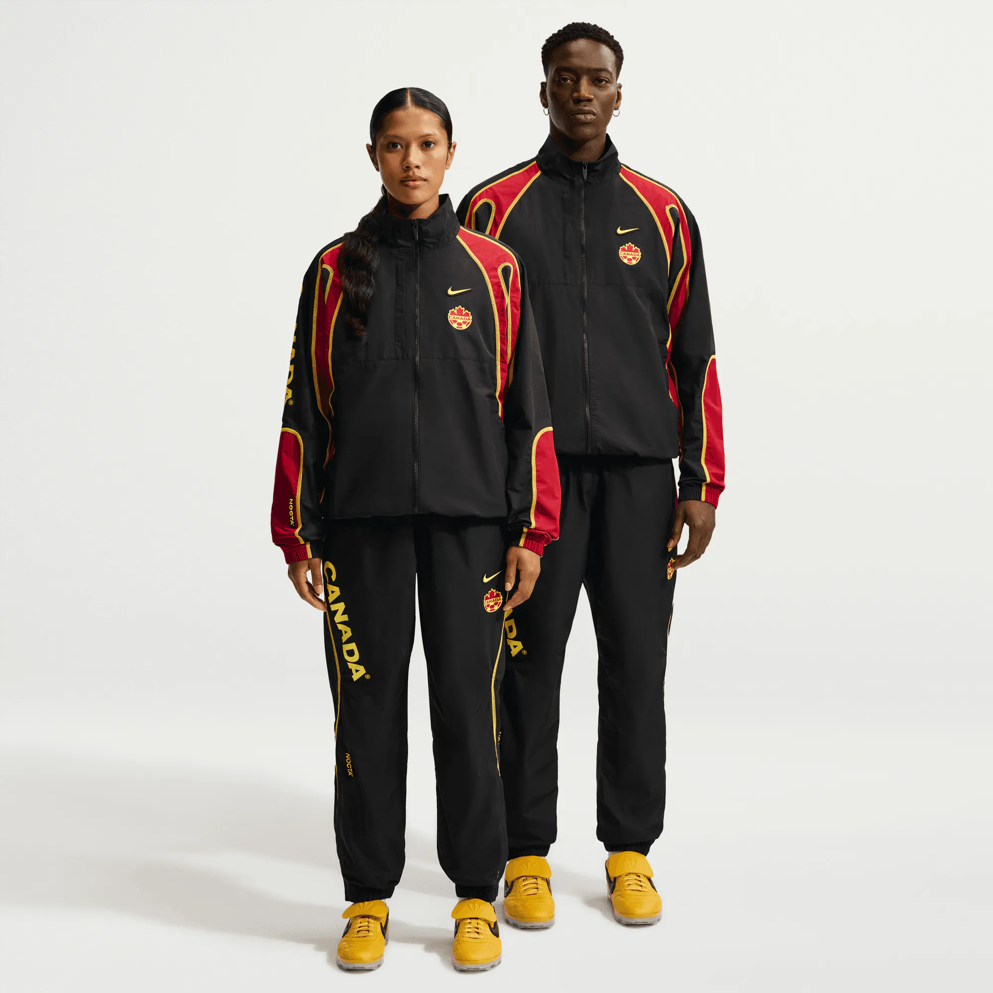 Image of Nike - NOCTA Canada Woven Track Pants - (Black/Gym Red)